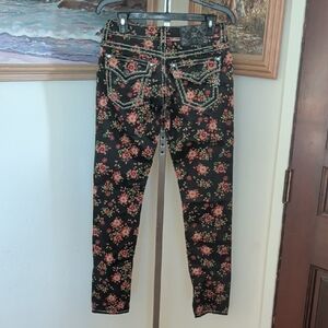 Miss Me Black Floral Skinny Jeans